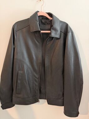 Murano Black Leather Bomber Jacket